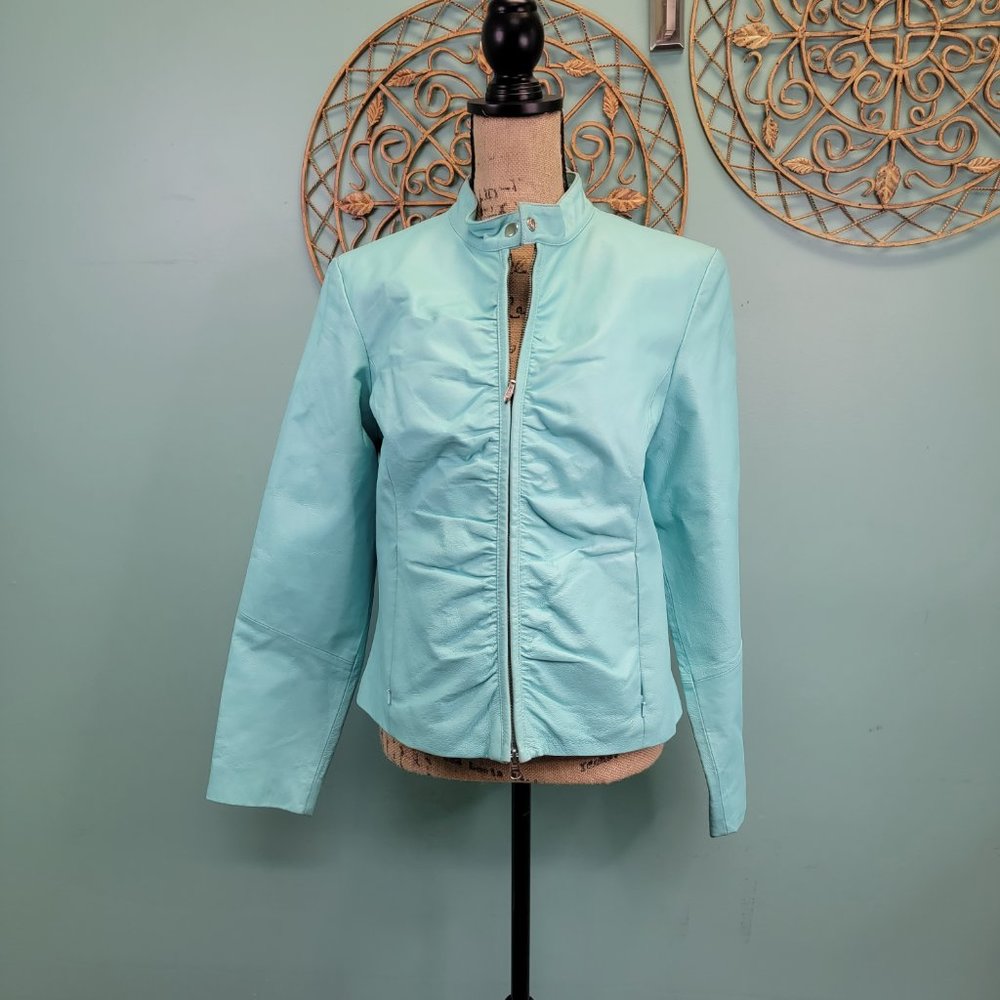 WILSONS LEATHER Mint Green Leather Jacket